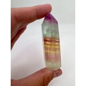 Icy Fluorite Tower- Cotton Candy Fluorite Point - Rainbow Fluorite